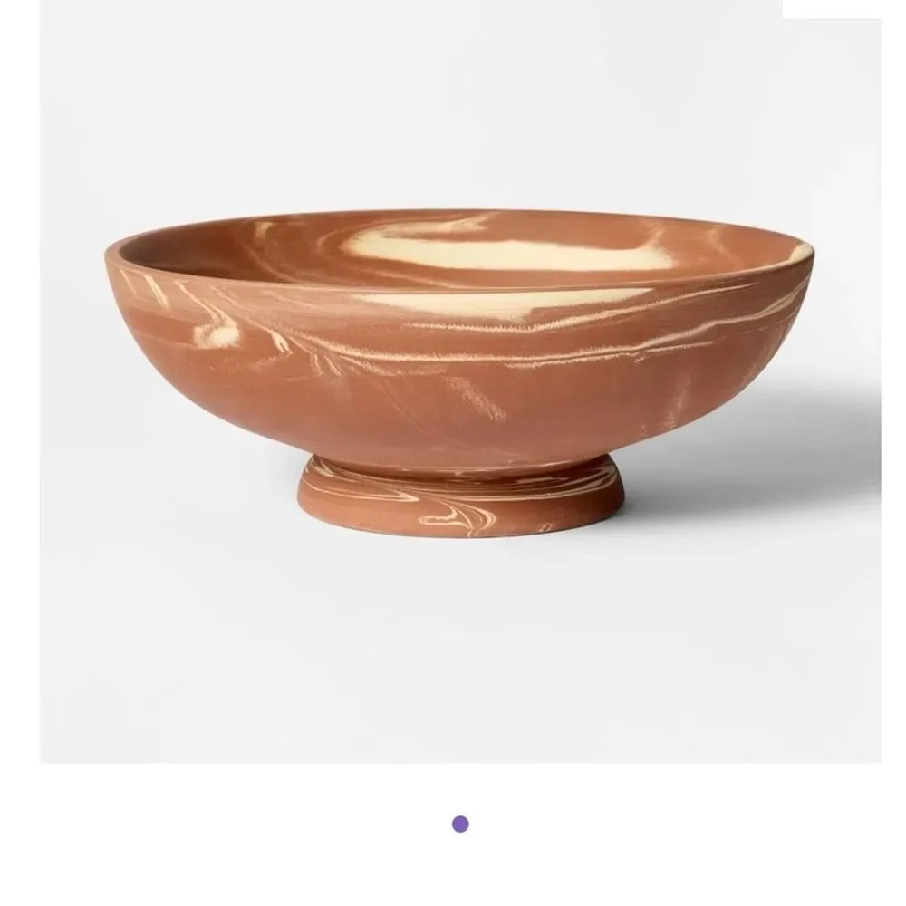 Studio McGee Marbled Ceramic Decorative Bowl Rust